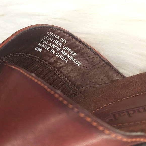 Bjorndal Ivy Brown Leather Monk Strap Cap Toe Clog Mule Shoe Womens 8M Casual - Picture 10 of 17